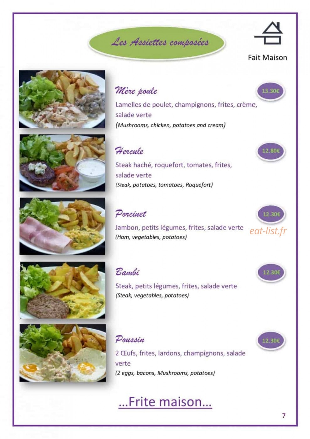 Au Café Pompon — carte page 9