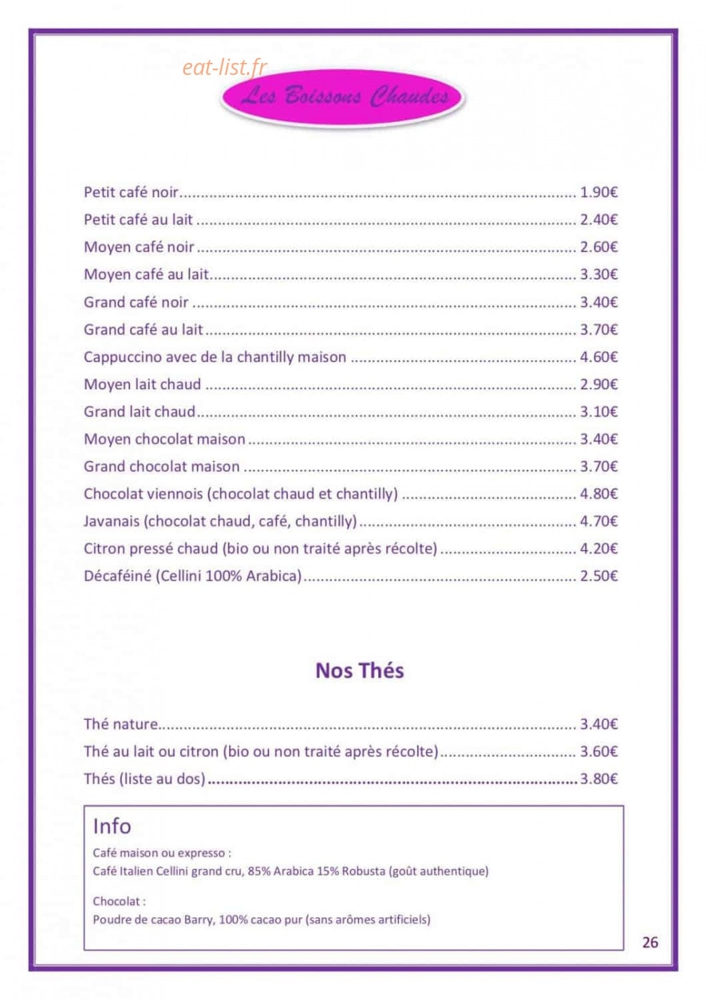 Au Café Pompon — carte page 28