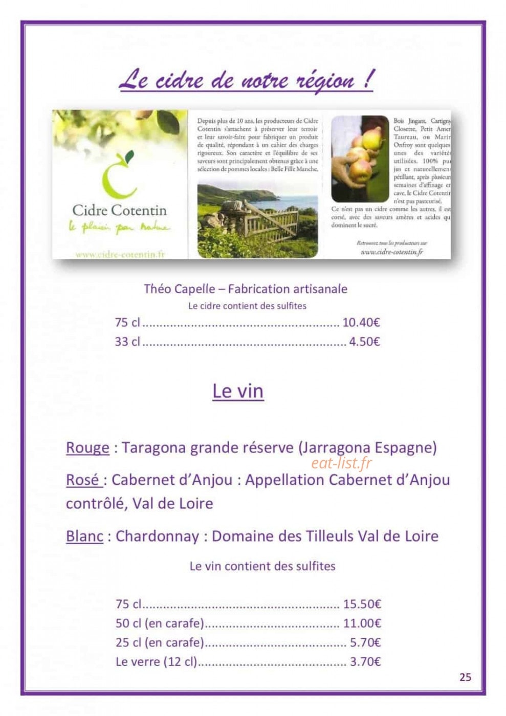 Au Café Pompon — carte page 27