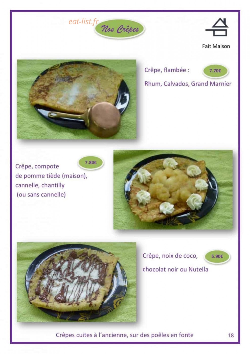 Au Café Pompon — carte page 20