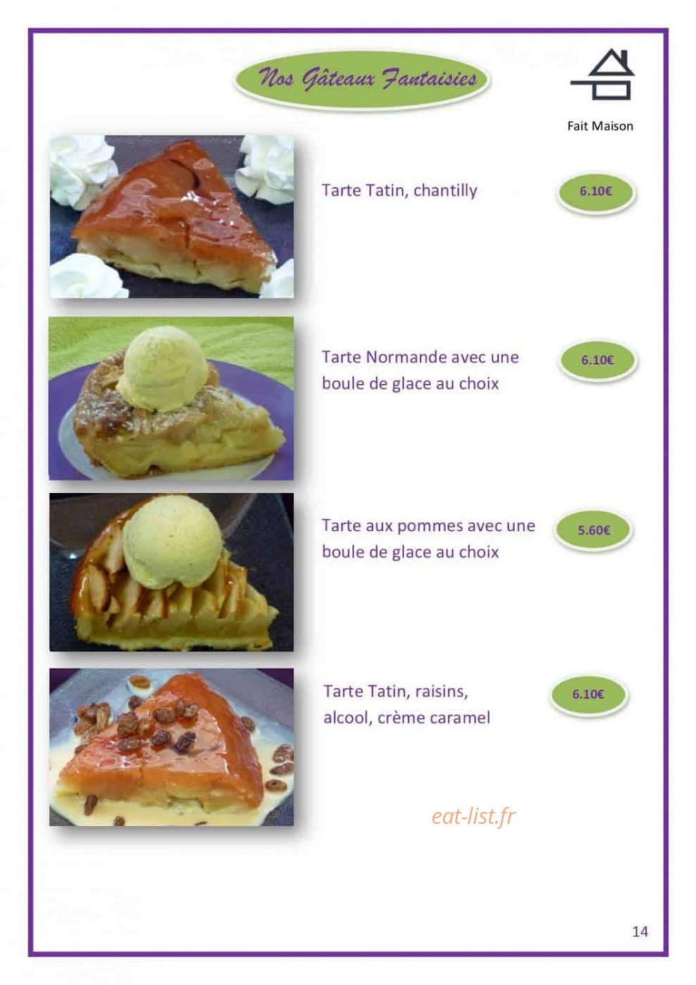 Au Café Pompon — carte page 16