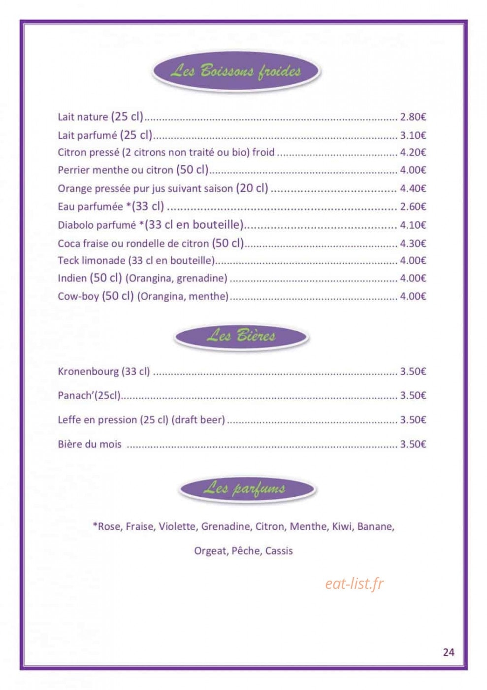 Au Café Pompon — carte page 26