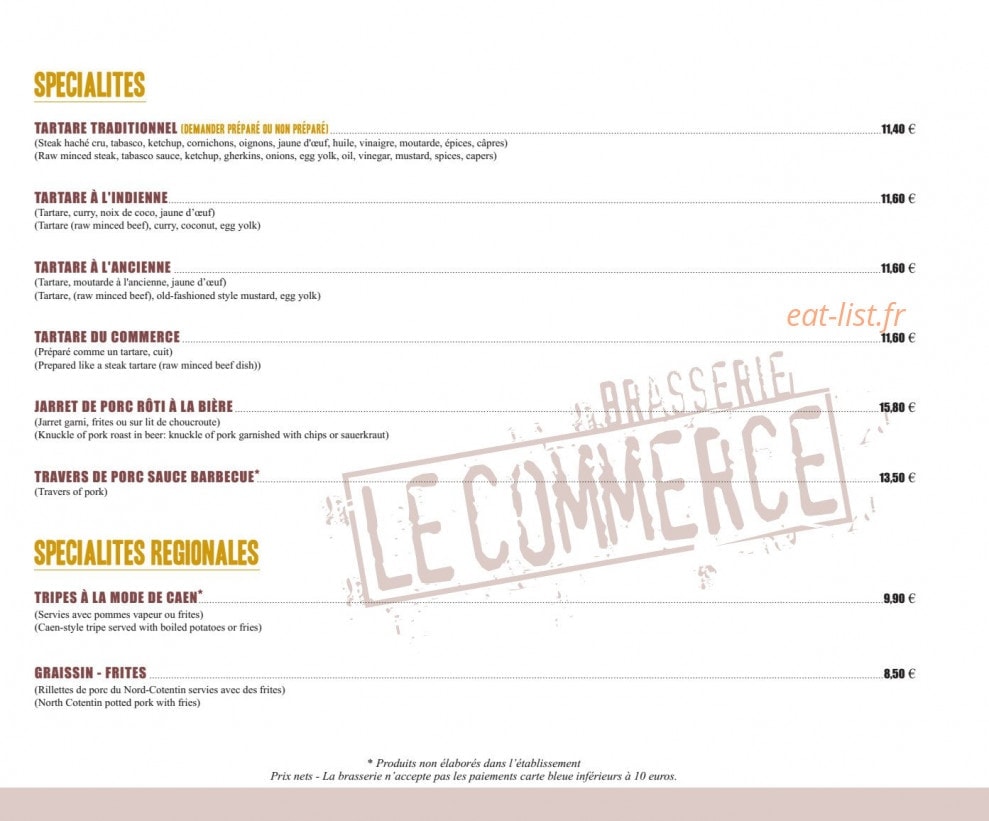 Brasserie Le Commerce — carte page 8