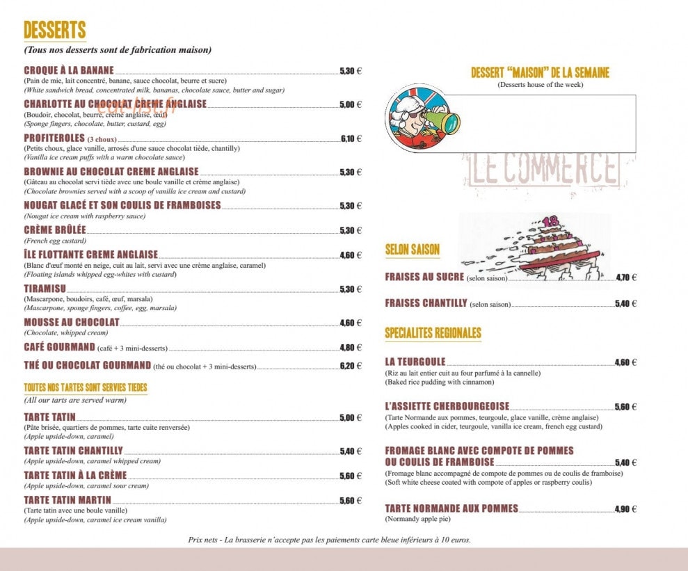 Brasserie Le Commerce — carte page 12