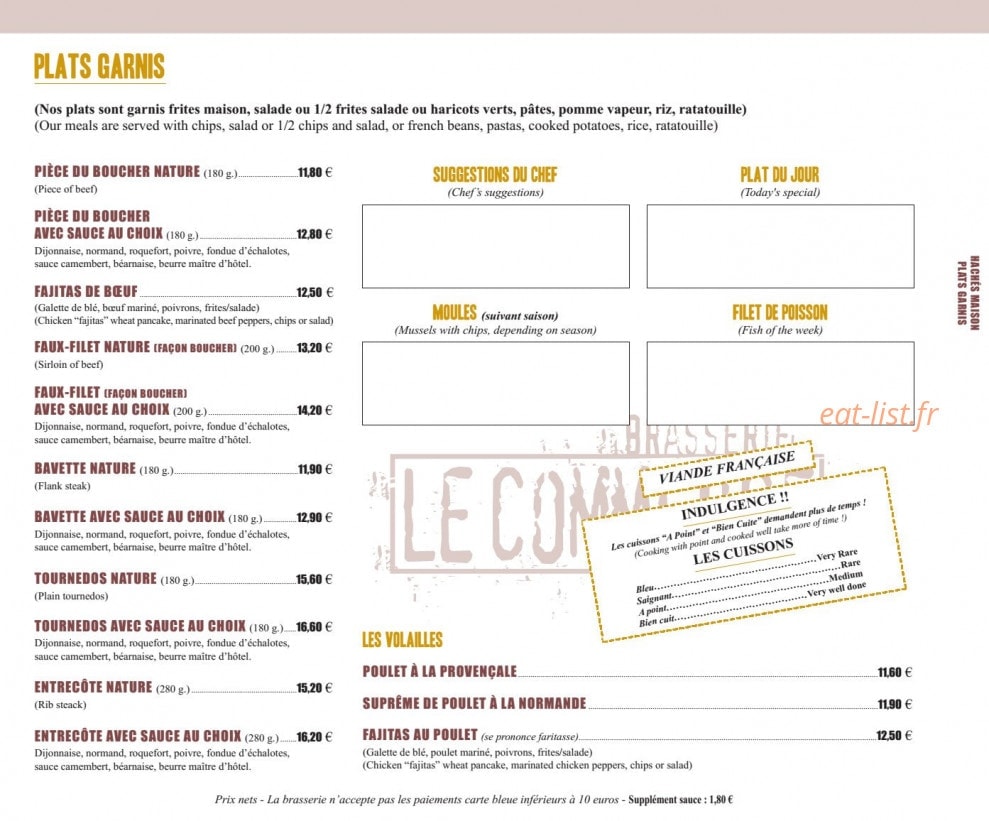 Brasserie Le Commerce — carte page 7