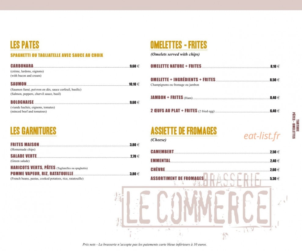 Brasserie Le Commerce — carte page 9