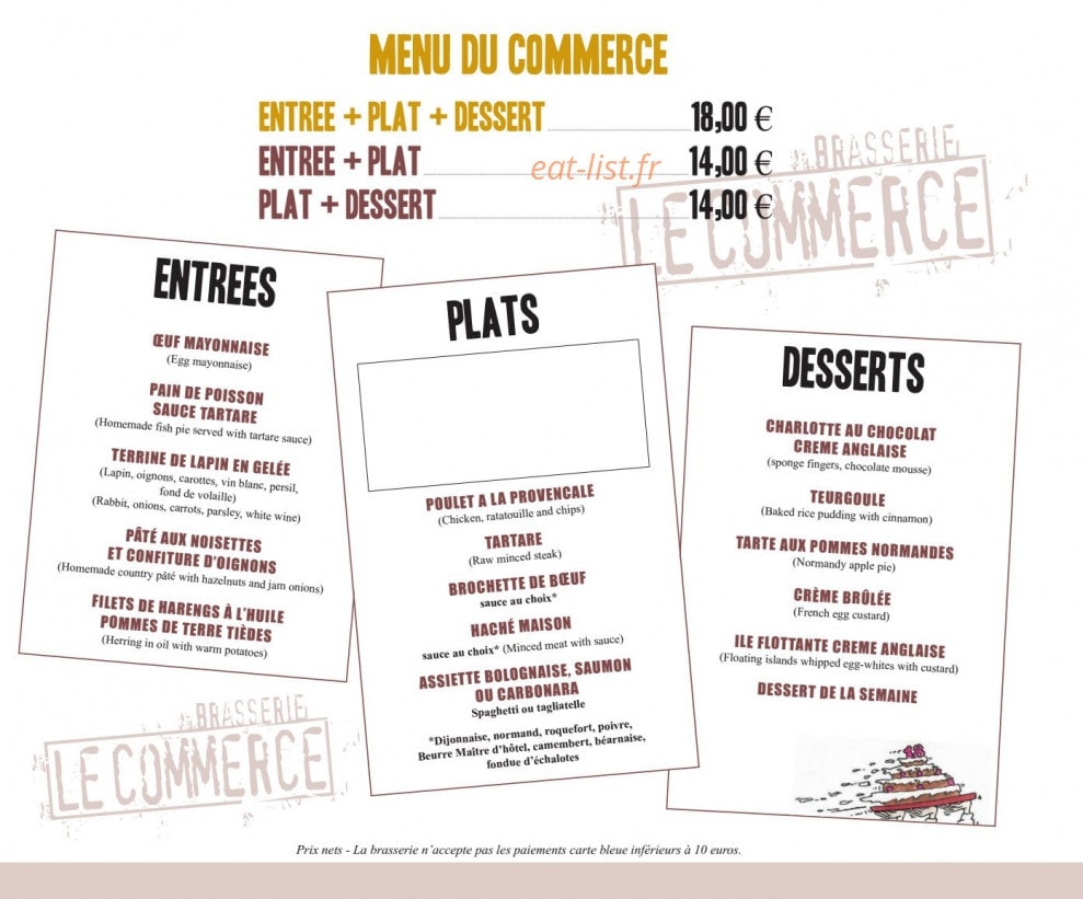 Brasserie Le Commerce — carte page 10