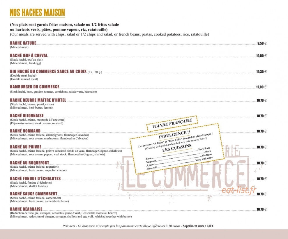 Brasserie Le Commerce — carte page 6