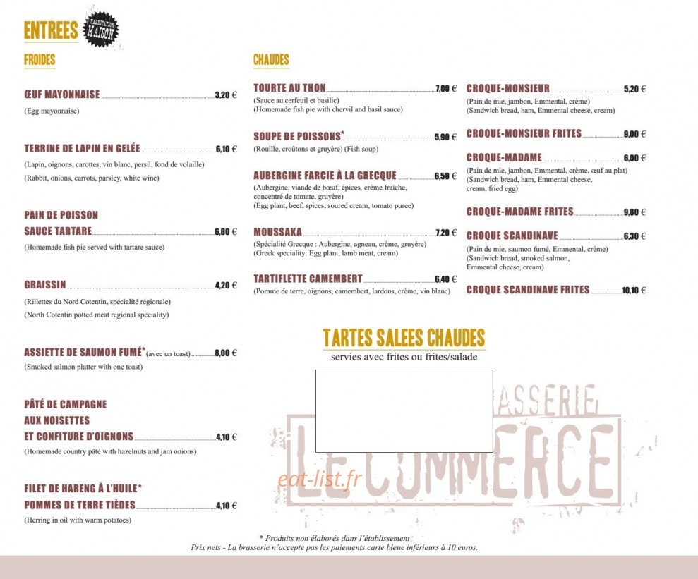 Brasserie Le Commerce — carte page 4