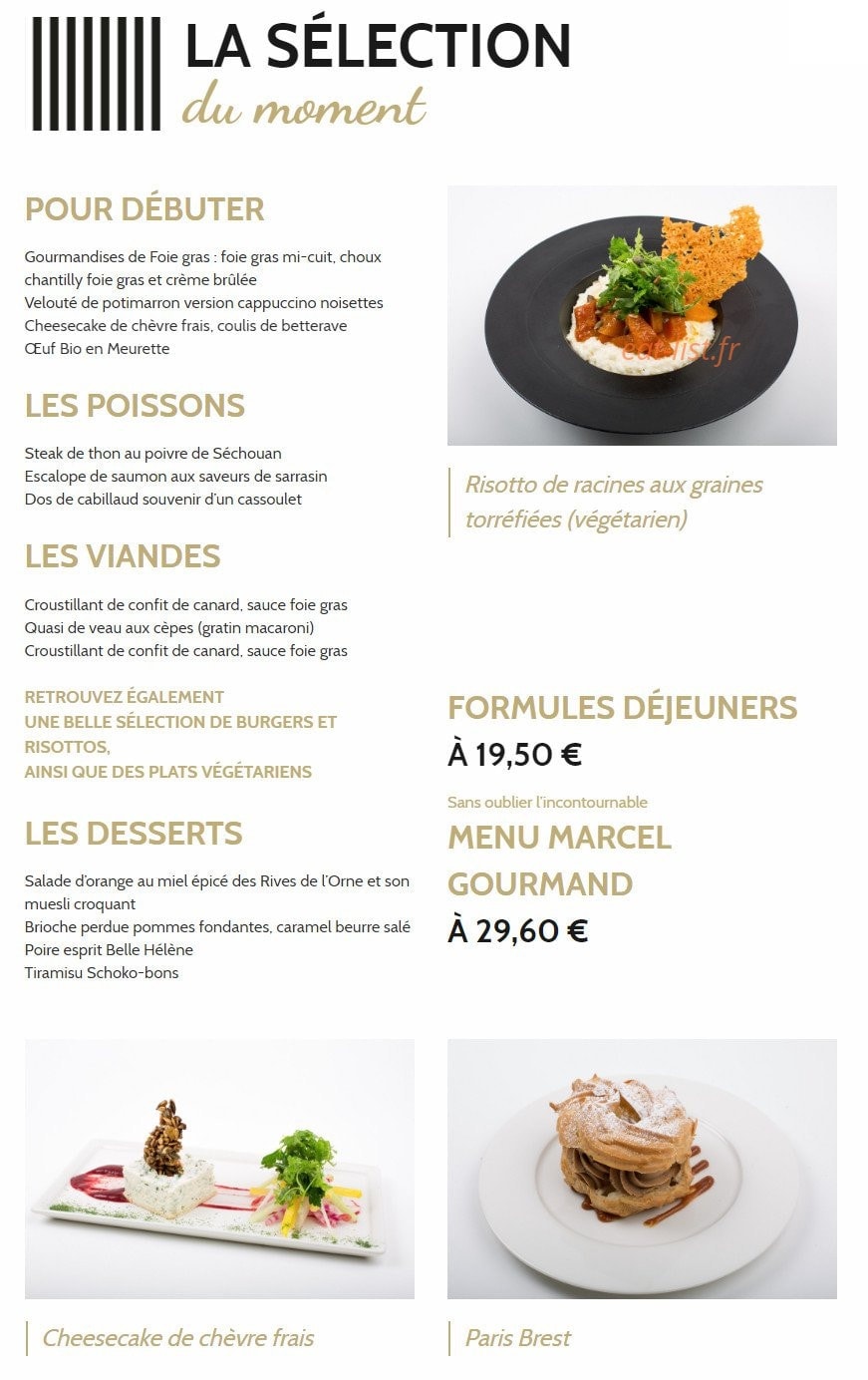 Brasserie Marcel's — carte page 1