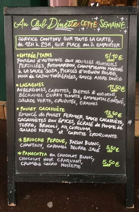 Club Dinette — carte page 2