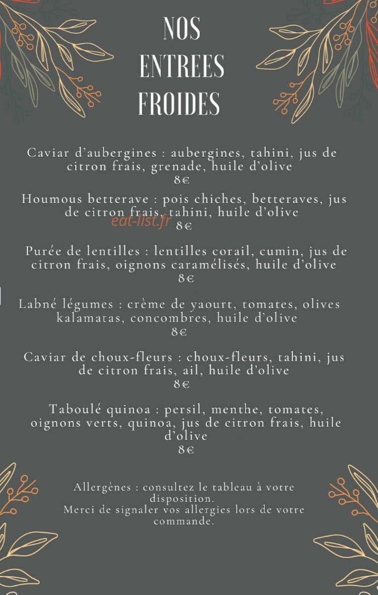 Le Coin Libanais — carte page 1