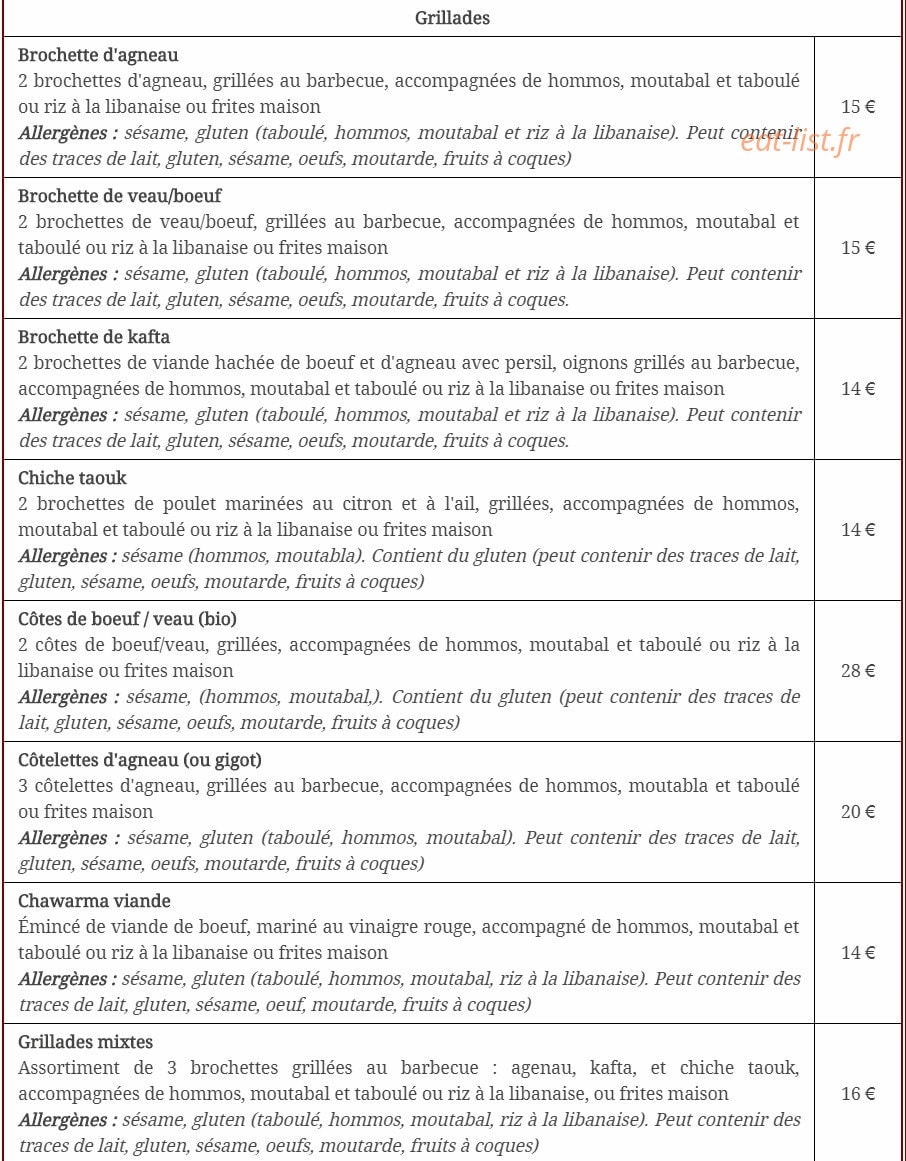 Le Comptoir Libanais — carte page 3