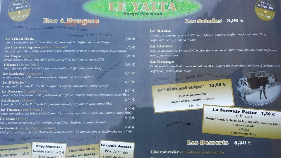 Le Yalta burger normand — carte page 3