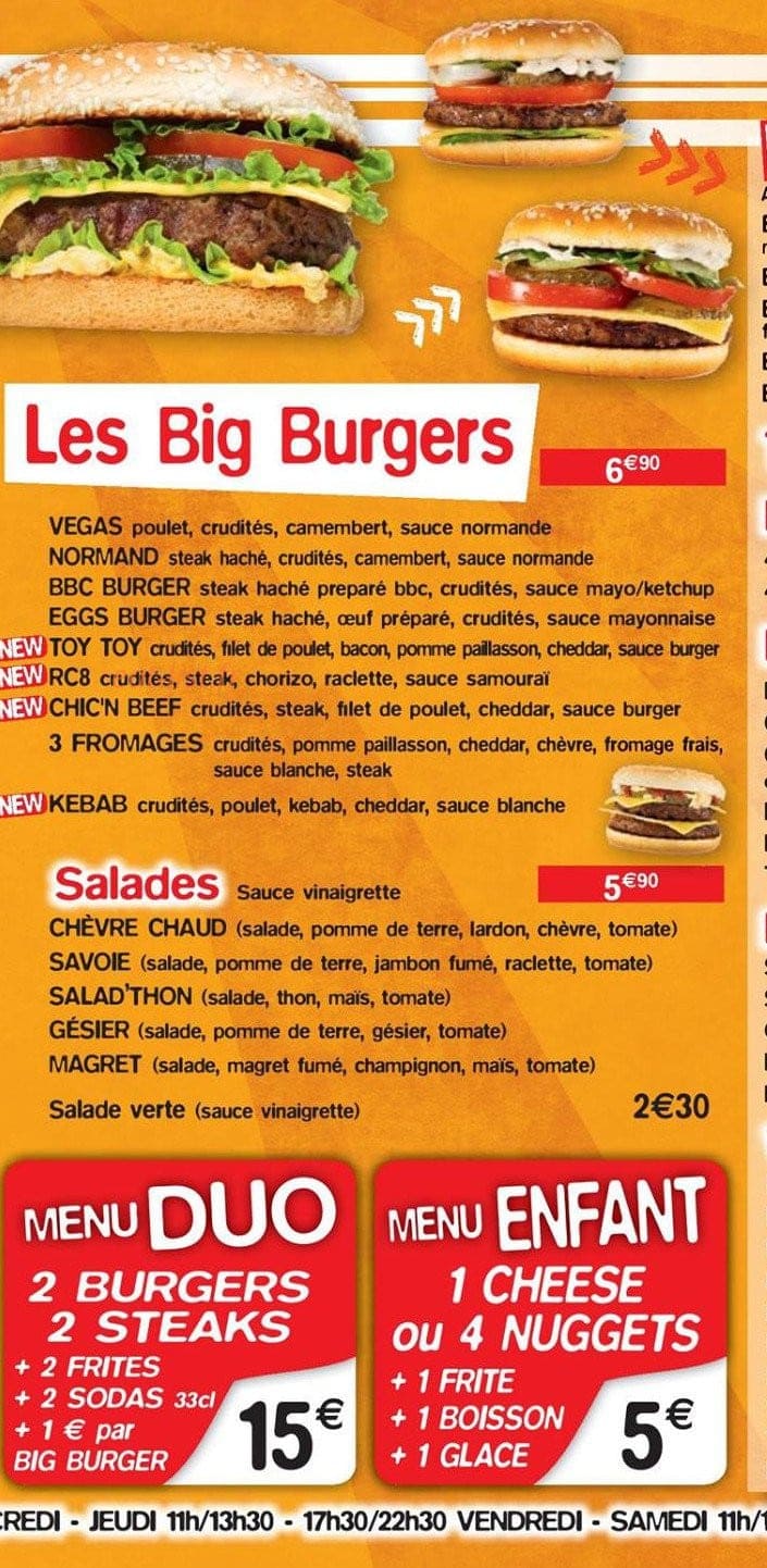 Pizz' Express — carte page 3
