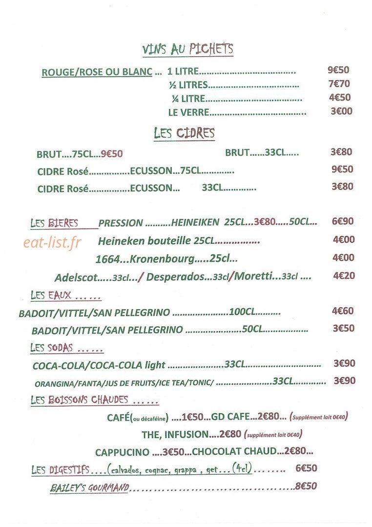 Pizzeria Le Mistral — carte page 11
