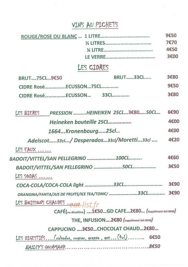 Pizzeria Le Mistral — carte page 10