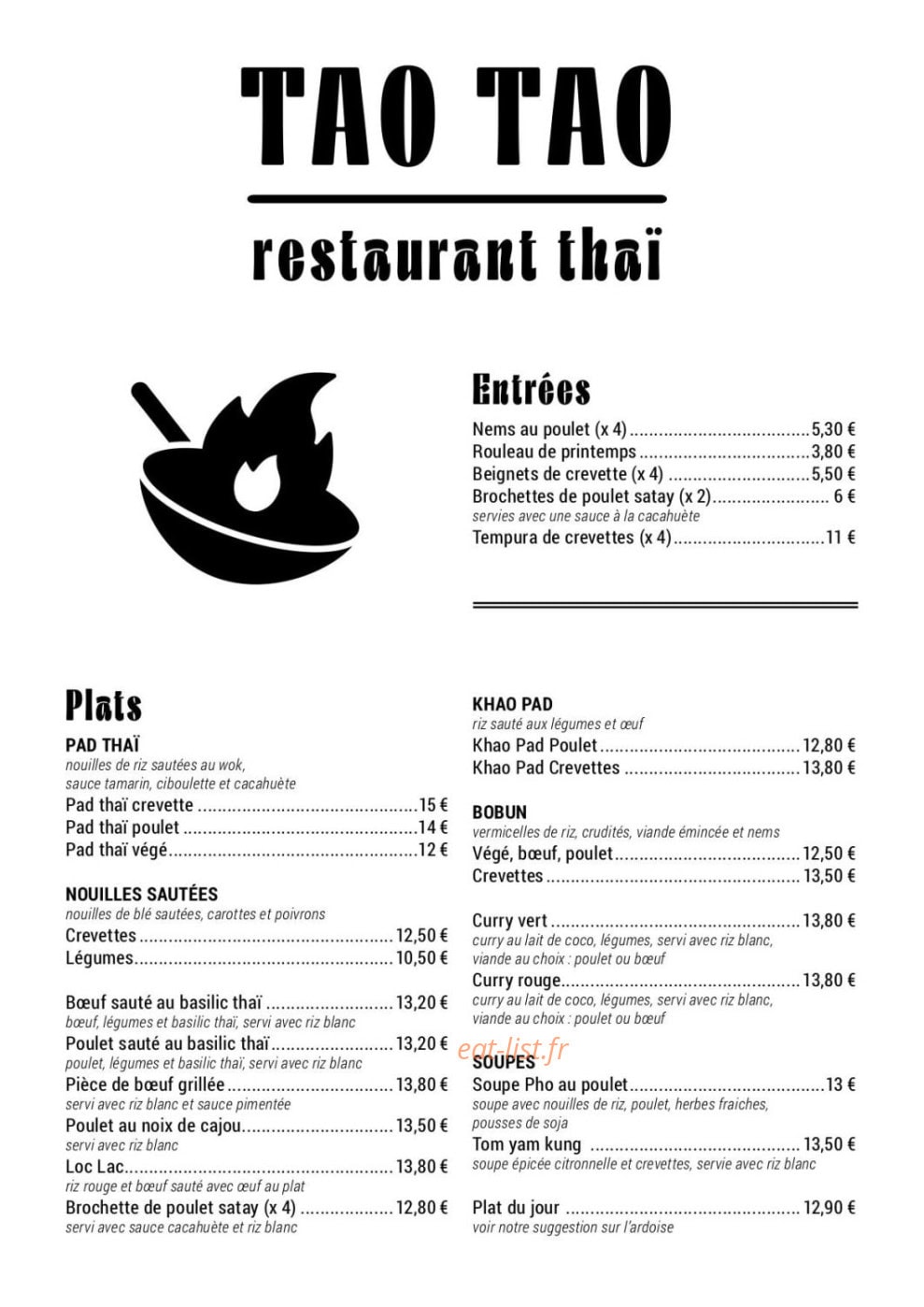 Tao Tao — carte page 1