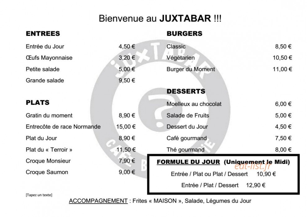 Juxtabar — carte page 1