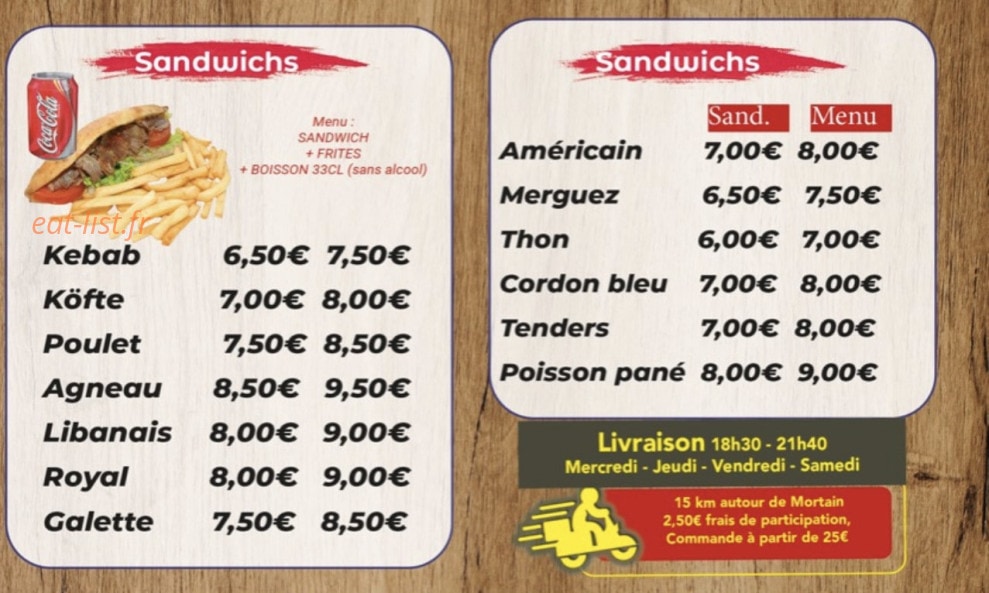 Kebab Mortain — carte page 1
