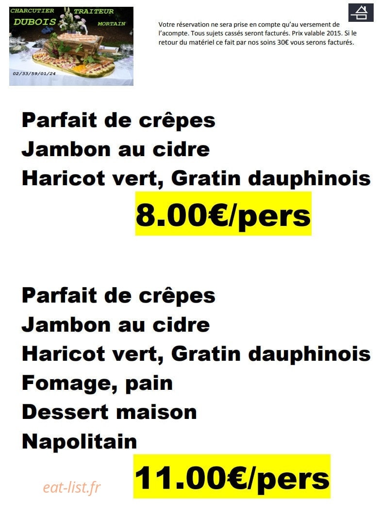 Dubois traiteur — carte page 3