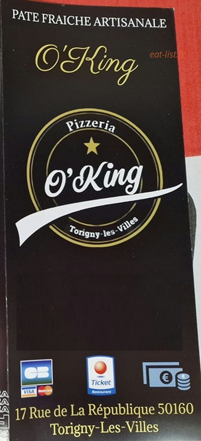 O'king pizza — carte page 1