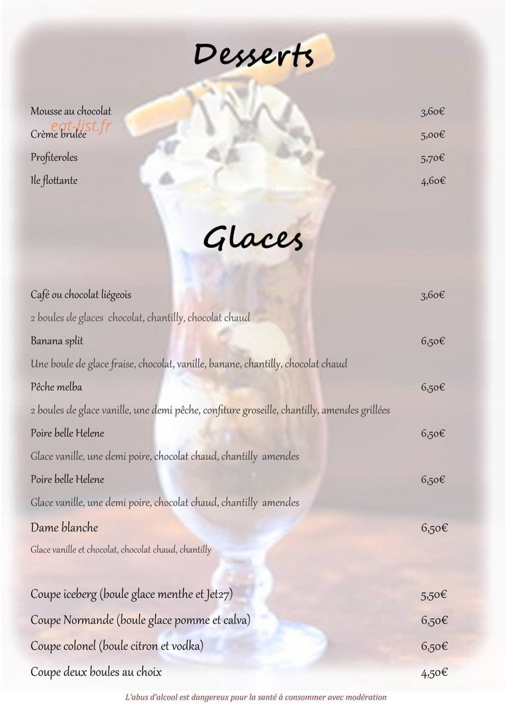 Restaurant le Champêtre — carte page 5