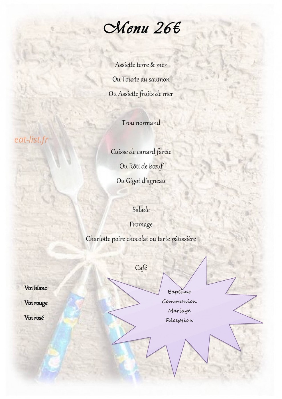 Restaurant le Champêtre — carte page 2