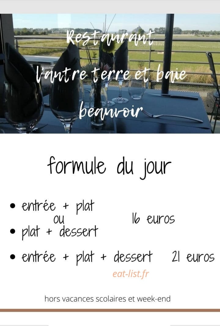 Carte et menu de L'antre terre et baie à Beauvoir — Formule du jour