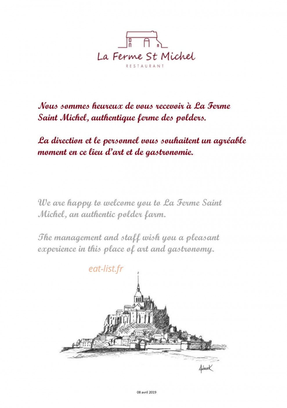 La Ferme Saint Michel — carte page 1