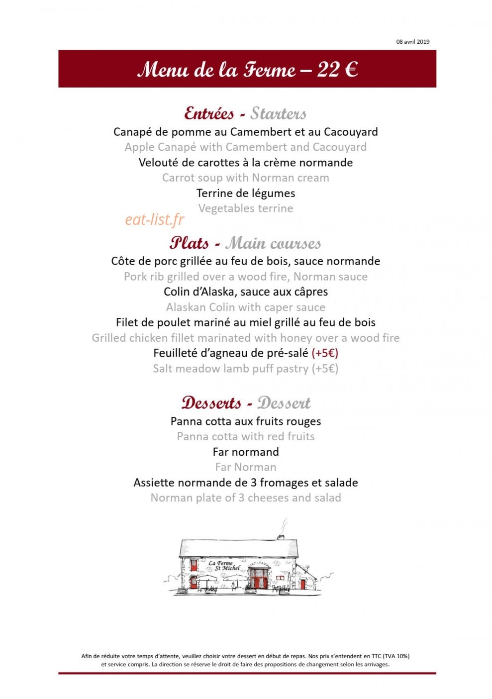 La Ferme Saint Michel — carte page 3