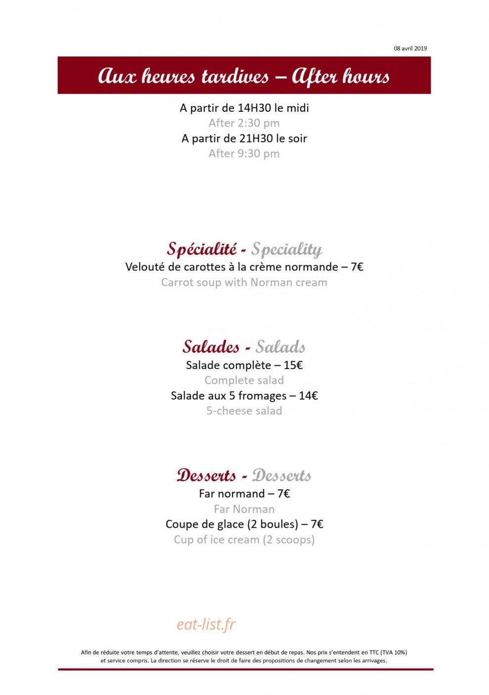 La Ferme Saint Michel — carte page 7