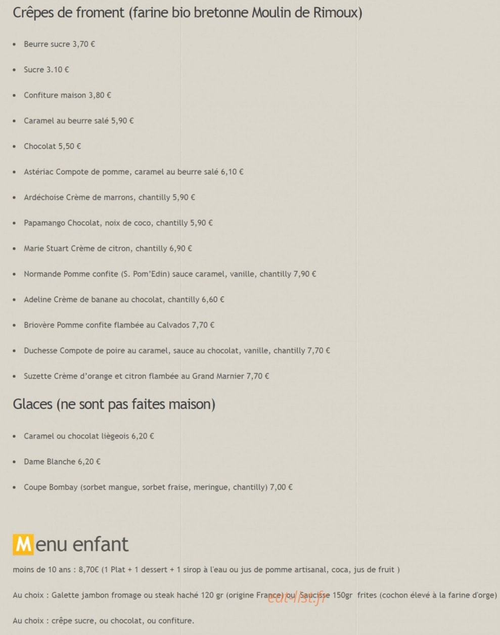 Le Restaurant de la Galette — carte page 3