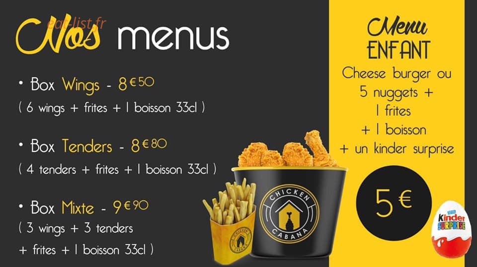 Chicken cabana — carte page 2