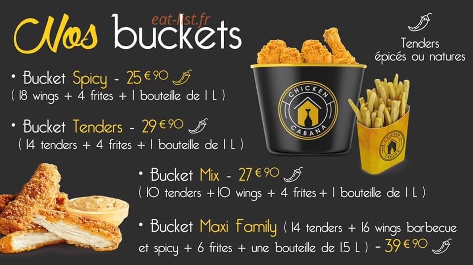Chicken cabana — carte page 1