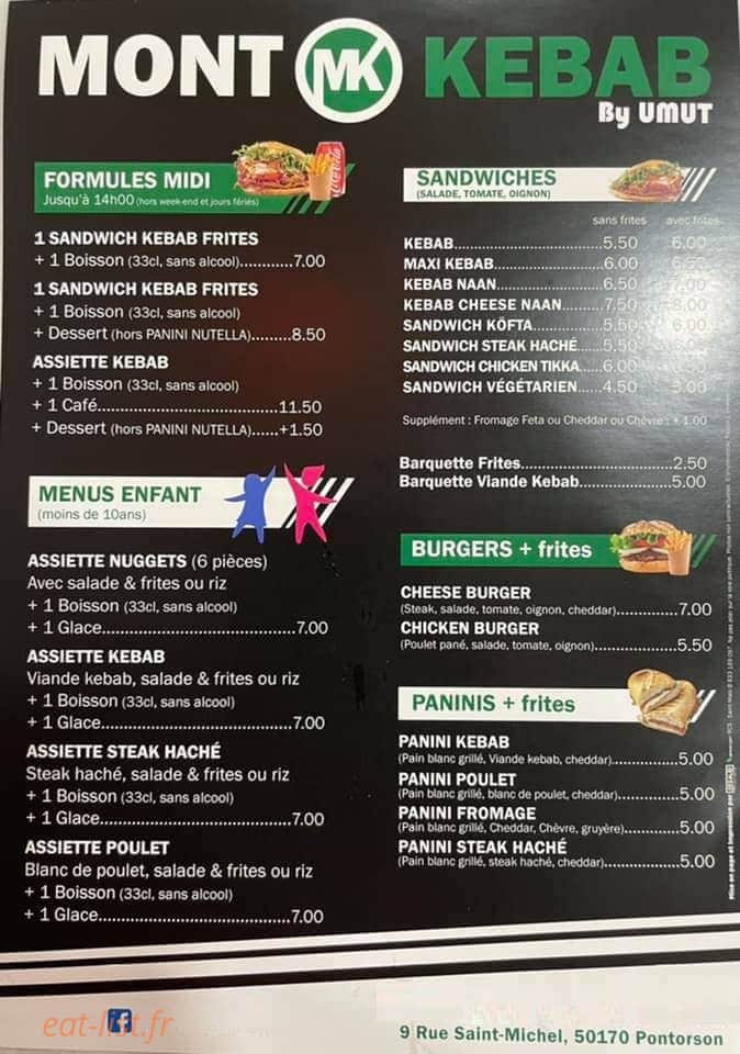 Mont kebab — carte page 1