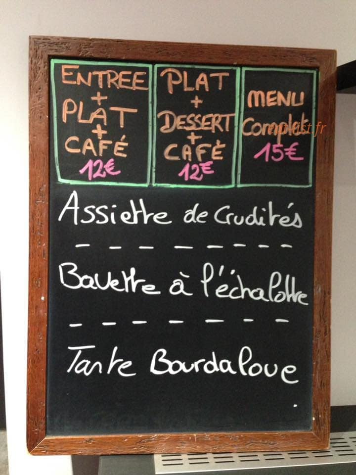 Restaurant Eugénie — carte page 1