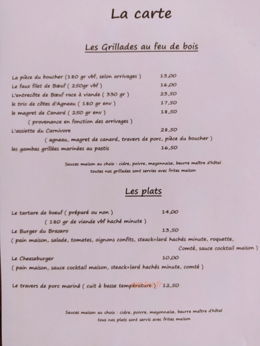 Le Brazero — carte page 2