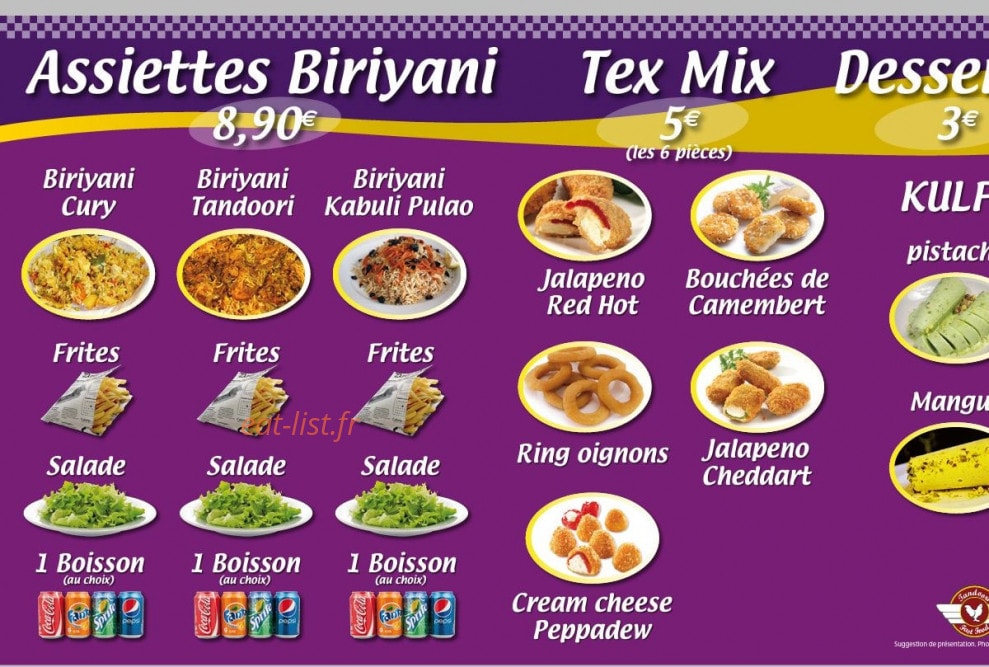 Tandoori — carte page 1