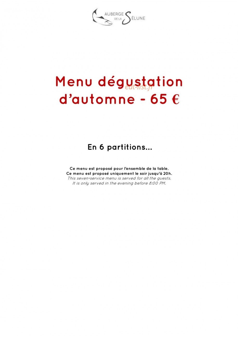 Auberge de la Selune — carte page 4