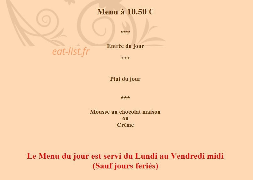 Restaurant A La Grillade — carte page 1