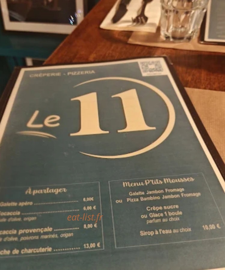 Carte et menu de Le 11 à Agon Coutainville — A partager, menu p tits mousses