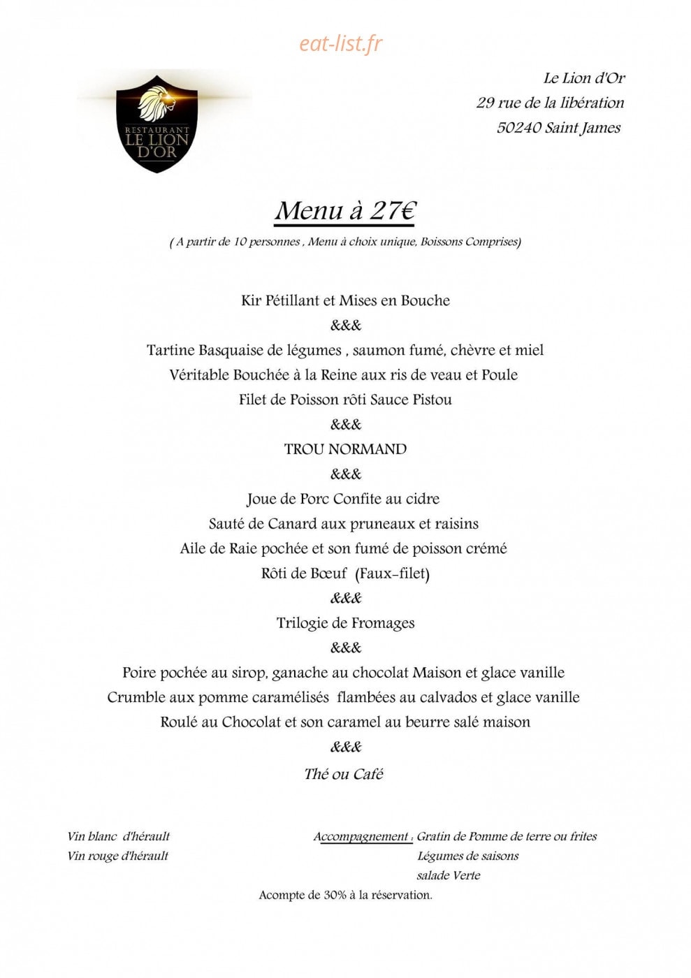 Le lion d'or — carte page 2