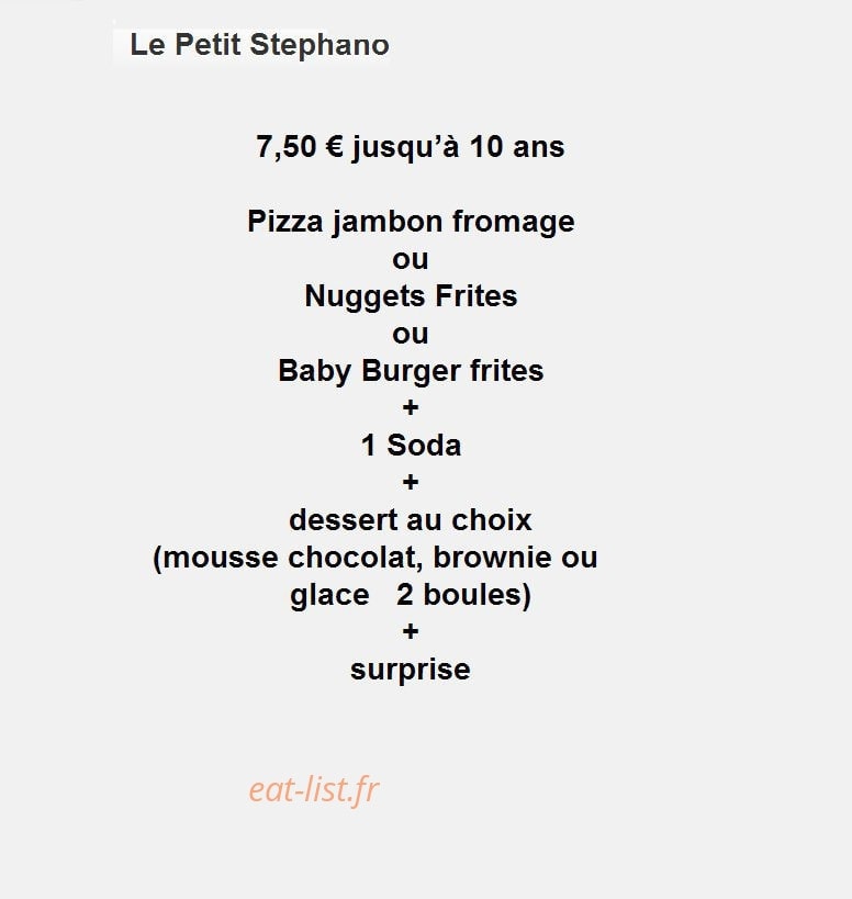 Stéphano Pizza — carte page 1