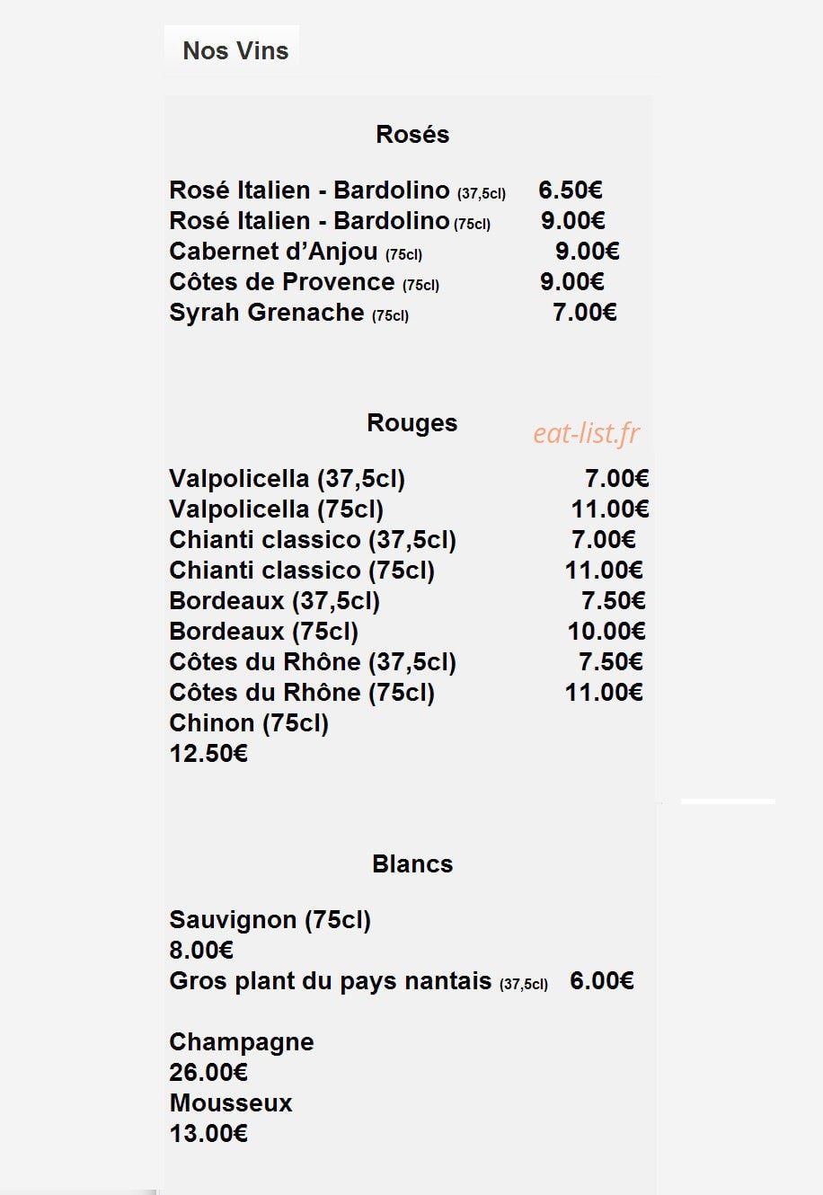 Stéphano Pizza — carte page 4