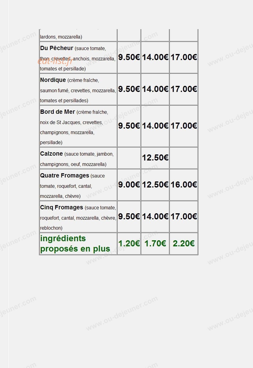 Stéphano Pizza — carte page 14