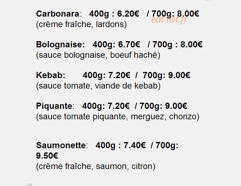 Stéphano Pizza — carte page 11