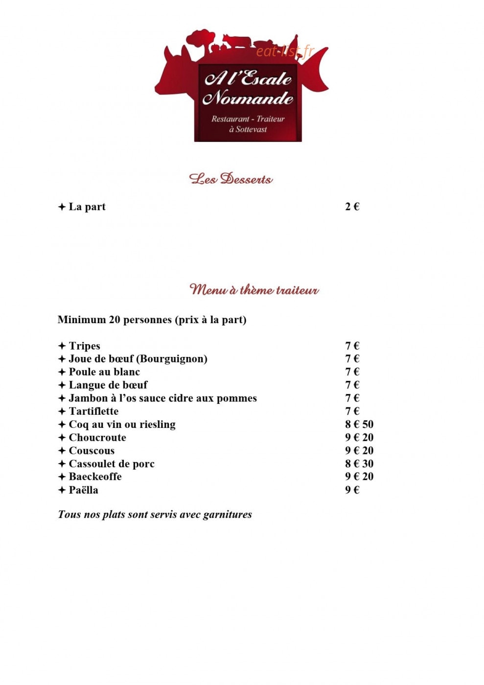 A L'escale Normande — carte page 6
