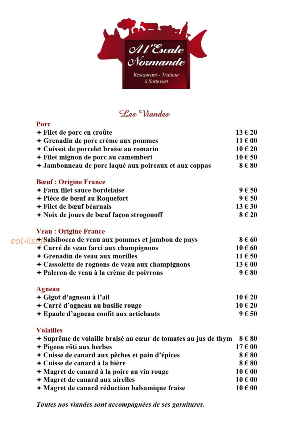 A L'escale Normande — carte page 5