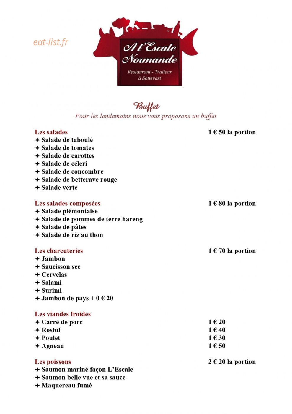 A L'escale Normande — carte page 2